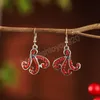 Boucles d'oreilles pendantes en forme de poulpe pour femmes et filles, bijoux thaïlandais, style Boho, cristal coloré, strass, accessoires