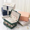 Storage Boxes & Bins Double Layer Velvet Jewelry Box Travel Earrings Rings Organizer Portable PU Leather Necklaces Display Cosmetic Case Acc