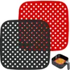 1 pc herbruikbare vierkante siliconenaccessoires luchtfriteuse antiaanbaklaag Duurzame padschaal Mat keukengerei zwart/rood