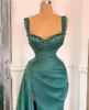 Seksowna turkusowa osłona Prom Dresses Sweetheart High Side Split Zroszony Kryształy Otwarty Powrót Płetki Długość podłogi Formalne Party Suknie Wieczorne Dress Custom Made