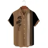 Camicie casual da uomo Camicetta a maniche corte Camicia da uomo in poliestere da spiaggia abbottonata floreale hawaianaUomo