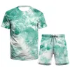 Męskie dresy kamuflaż graffiti 3D T-shirt Summer Leisure Męska koszulka mody uliczna damska pullover krótkie rękawowe garnitur