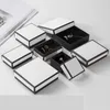 Bolsa de cajas de regalo de joyería para collar, arete, tarjeta de regalo con tapas y relleno de esponja de varios tamaños (blanco y negro)