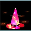 Party Hats Festive Supplies Home Garden Led Lights Halloween Witch Hat Outdoor Tree Hanging Glow In The Dark Colorf Glowin Dhs8X