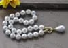 Pendanthalsband 17 "Vit Round South Sea Shell Pearl Necklace Drop Women Fasion Jewelrypendant