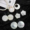 Dangle & Chandelier Design Natural Abalone Sea Shell Hollow Round Earring Waterdrop Flower Mother Of Pearl White Black MOP Silk Dress Woman