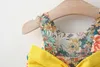 Детская одежда для девочек летнее платье летание в рукаве новорожденное детское хлопок сломанное цветочное платье+шляпа для малышей платья для девочек