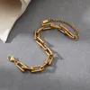 Link Bracelets Chain High-Quality Niche Trend Waterproof And Anti-Fading 18K Real Gold-Plated Stainless Steel Ladies Bracelet 2023 Raym22