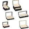 1/2/3/5/6/10/12/18/20/24 Gitter Uhrenbox PU Leder Uhrengehäuse Halter Organizer Aufbewahrungsbox für Quarzuhren Schmuckschatullen Display Bestes Geschenk