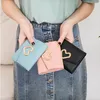Kvinnors koreansk stil hjärtformad liten plånbok enkel fyrkantig trifold myntväska