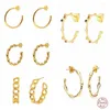 Hoop & Huggie Aide 925 Silver Exaggerate Big Circle Gold Earrings For Women C Shape Bamboo Twisted Chain JewelryHoop Kirs22