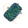 Kvällspåsar Doulbe Diamond Clutch Bag Sequin Beading Brodery Women Wedding Chain Shoulder Party Luxury Handbagevening