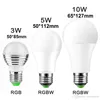 3W 5W LED RGB 전구 램프 E27 E14 16 색 변경 분위기 전구 85-265V 스포트 라이트 IR 원격 제어