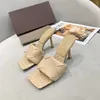 Дизайнер-высочайшее качество Женские тапочки квадратные плоские мулы Обувь Nappa Lambskin Sexy Lady Lido Sandals Beach Wedding High каблуки большой размер