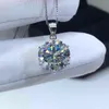 inbeaut 925 Silver 5 ct Round Excellent Cut SparklingColor Pass Diamond Test Moissanite Pendant Necklace Engagement Jewelry7319963