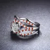 Wedding Rings 2pcs Luxury Precision Jewelry Sets Ring For Women Orange And White Zircon Engagement RingsWedding