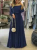 ZANZEA Mode Hors Épaule Vestidos Femme À Lacets Ceinturé Robes Plage Vacances À Volants Robe Femmes Bohème Longue Maxi Robe 220521