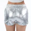 Frauen Shorts YRRETY Mode Frauen Hohe Taille Shiny Metallic Bein Gold Silber Nachtclub Tanzen Tragen Sexy Workout Party