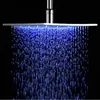 LED Chrome Rainfall Faucet Shower Head Bathroom Tap Stainless Steel Square Oil Surface Bronze Sprayer Temperature Sens