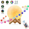 Lampada lunare con stampa 3D personalizzata 216 colori Cambia luce notturna ricaricabile USB TouchRemote Control Regalo di San Valentino 220623