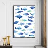 Stampa di poster d'arte Pittura di pesce Stampata su tela Immagini da parete per cucina Arte astratta degli animali Decorazioni per la casa