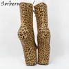 Sorbern Sexy léopard chaussons pour femmes bottes sans talon plate-forme chaussure décapant pôle danse botte à lacets Punk chaussures couleur personnalisée