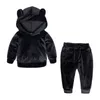 Kids Tales Spring Baby Boys Girls Felpa con cappuccio con orso di velluto Set Abbigliamento per bambini Tuta da neonato 220507