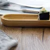 Плотные наборы 5pcs на основе посуды японская прямоугольная пластина суши с твердым деревом