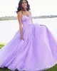 Lilac Lady Pageant Dresses 2022 Ballgown Sweetheart Neck Prom Party Party Party Organza Women Sofal Soile Dy Robe De Soiree Sweet 15/16 Met Gala Royal Blue Lace-Up