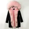 Pelliccia da donna Faux Fashion Giacca lunga invernale da donna Lussuoso grande collo di procione Cappotto con cappuccio Fodera calda Parka Alta qualitàDonna