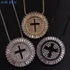 Pendant Necklaces High-grade Zircon Catholic Round Hollow Cross Necklace For Women Men Christian Religion JewelleryPendant