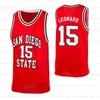 Custom Kawhi Leonard College Retro Classic Basketball Jersey Men's All Ed Red Black Elk naamnummer XXS-6XL Topkwaliteit