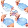 Silicone Stretch Ventouse Pot Couvercles De Qualité Alimentaire Frais Garder Wrap Joint Couverture Pan Déversement Couvercles Belle Cuisine Accessoires 6PCS / Set ss0116