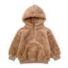 New Little Kids Girls Clothes Coat Winter Hoodies Bear Jacket Thick Velvet Top Sweatshirt Toddler Boys Children's Outfits