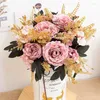 Ghirlande di fiori decorativi Fiore artificiale di seta Peonia bianca Camera Giardino Matrimonio Decorazione festa nuziale Bouquet Tavolo da pranzo fai da te Falso