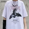 ハラジュクアートフォールンエンジェル特大メンズTシャツ夏クールユニセックスヒップホップ面白い印刷物カジュアルTシャツストリートウェアトップ220621