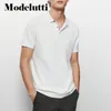 Modelutti Spring Summer Moda Men fino algodão de algodão curta camisa pólo sólida simples topo casual solto masculino 220615