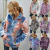 Sweats à capuche pour femmes Sweatshirts Pull Pull en peluche Femmes 2022 Vestes d'hiver Tie-dye Laine Tops Col à manches longues Pulls à glissière Chaud