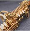 Mässing Gold-Plated High Pitched Straight Tube Sax Soprano B-Key Professional Saxophone Musical Instrument High-End Saxo Soprano