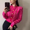 Maglioni da donna Qualità del progettista Maglioni alla moda Motivi geometrici Scimmie Medusa Cardigan Manica lunga Monopetto Bottoni a contrasto di colore Lavorato a maglia XGEK