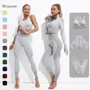 2/3 pièces vêtements de sport pour femmes ensemble de yoga sans couture entraînement vêtements de sport Fiess à manches longues haut court taille haute leggings costumes de sport 220330