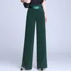 YUEY Pants For Spring Summer High Waist Fashion Straight Wide Leg Trousers Loose Candy Colors Large Size With Belt Red Green 220325