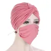 Beanie/Schädelkappen 2 Stück Maske und Hut Twist Cap mit Gesichtsnagelknopf Haarschutz Bonnets für Frauen Hijabs Mode Staubdicht Pros22