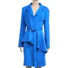 Casual Dresses 1 Set Women Blazer Kjol Solid Color Slim Autumn Winter Button Lace-Up Suit for Office