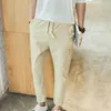 Pantaloni da uomo Nono Uomo Estate Stile coreano Lino Slim Casual Lunghezza al polpaccio Moda Leggero Sottile Tinta unita UomoUomo