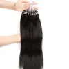 Rak Micro Loop 100% mänskliga hårförlängningar 12 "-26" Natural Remy Ring Link Hair for Black Women 100g
