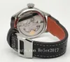 Azf Factory Wristwatches Mens Automático Mecânico ETA 52850 Calendário com Reserva de Power Working Selta de couro preto com relógio de poupança de fivela implantada