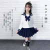 Kleidungssets Japanische Schülerschuluniformen Mädchen Marine Kostüm Frauen JK Anzug Matrosenbluse Faltenrock Jungen UniformanzügeKleidung
