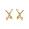 Stud Korea Design Fashion Jewelry Exquisite Mini Cross Zircon Pearl Earrings Simple Girl Gift Women's Daily Work AccessoriesStud