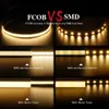 FCOB LED Strip Light 336 416 528 LED عالية الكثافة مرنة FOB COB LIGHTS RA90 دافئ الطبيعة